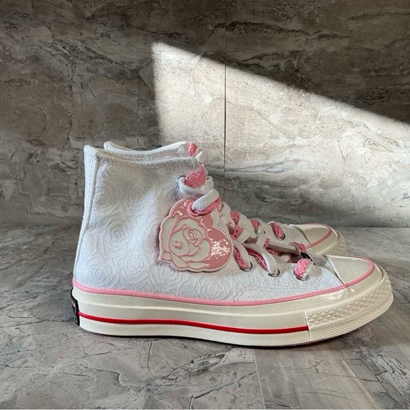 Women’s White & Pink Chuck 70 High Top Sneakers - Picture 6 of 7